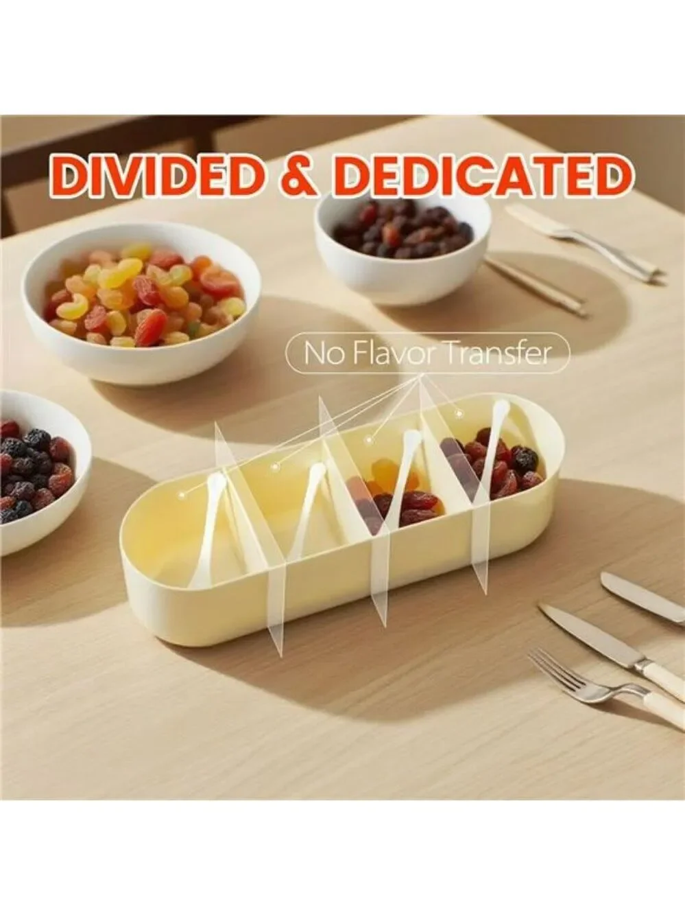 Clear spice organizer box with 4 compartments lids and spoons kitchen storage se